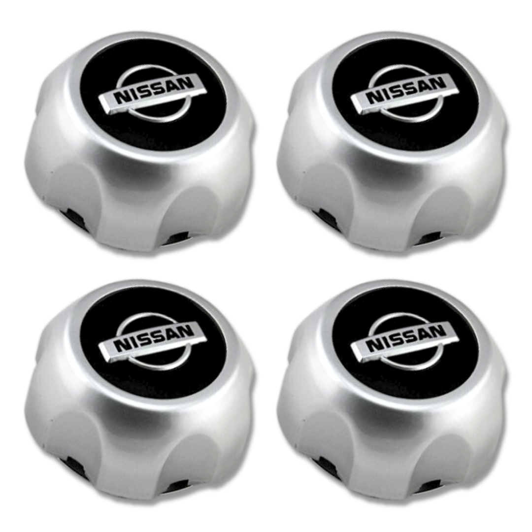 Nissan 140mm Silver plastic Centre Caps Set, set of 4, OEM 40315-EB70A