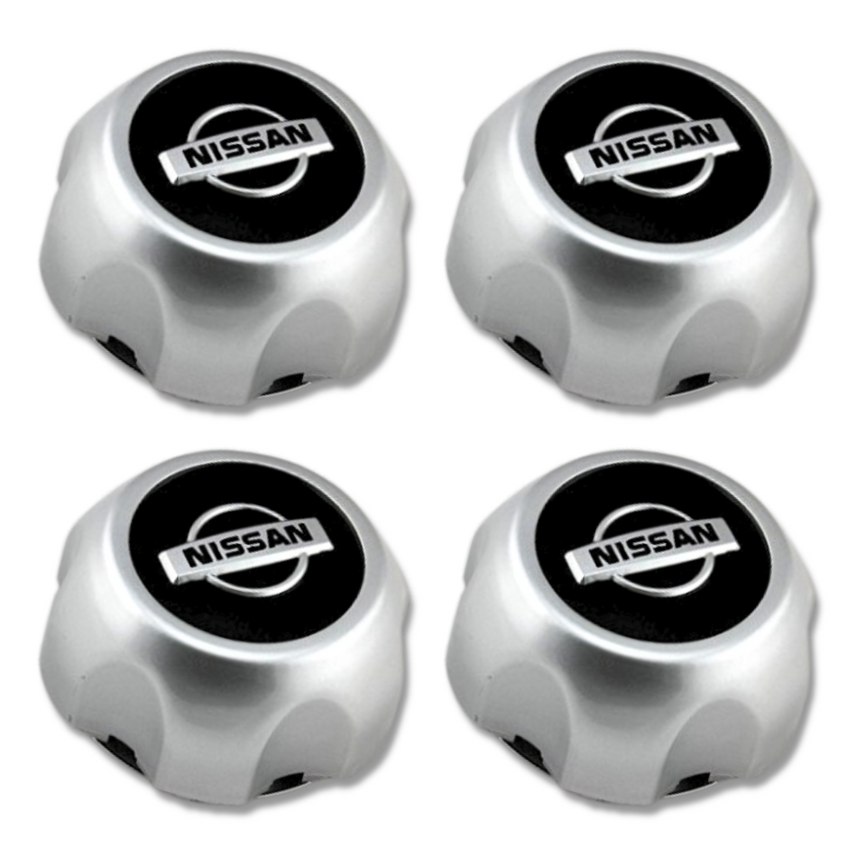 Nissan 140mm Silver plastic Centre Caps Set, set of 4, OEM 40315-EB70A