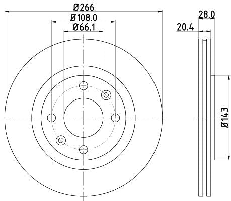 Hella Brake Disc for Peugeot, OEM quality, OEM 1618859780 - View 2