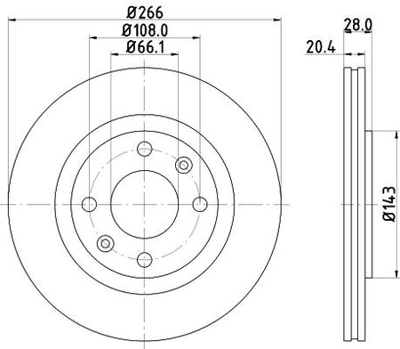Hella Brake Disc for Peugeot, OEM quality, OEM 1618859780 - View 2