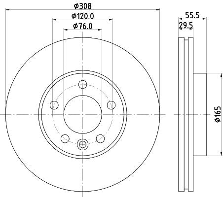 Hella Brake Disc for Volkswagen, OEM quality, OEM 7E0615301D - View 3