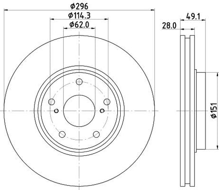 Toyota Highlander / Kluger Brake Disc, Hella OEM, OEM 4351248020 - View 4