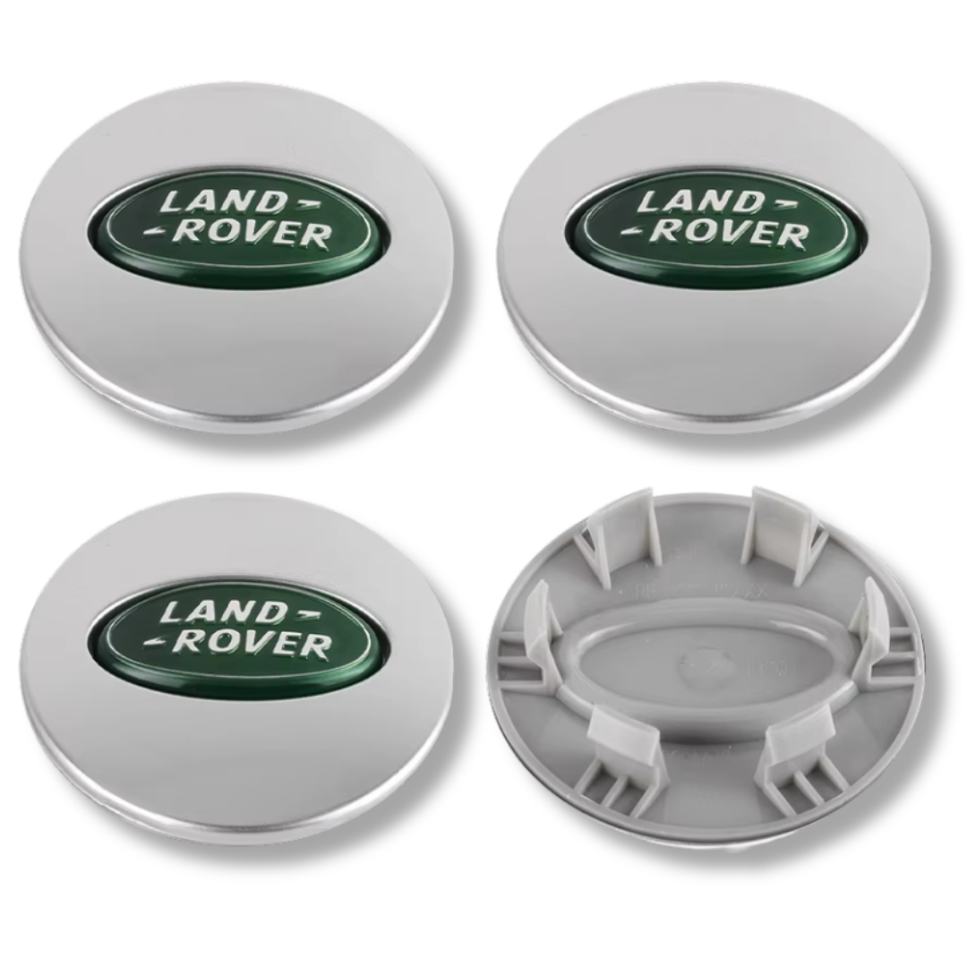 Land Rover 62mm Silver Green Sport plastic Centre Caps Set, set of 4, OEM LR069899