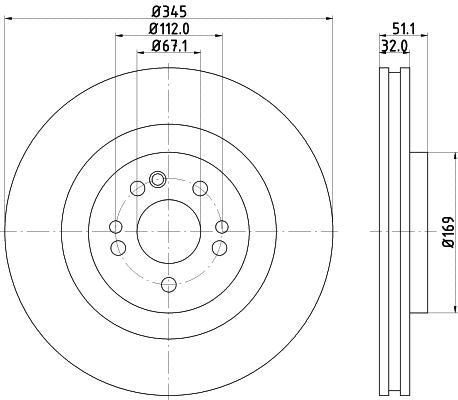 Mercedes-Benz M-Class Brake Disc, Hella OEM, OEM 1634210312 - View 2