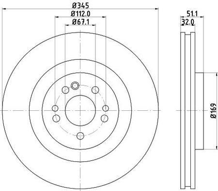 Mercedes-Benz M-Class Brake Disc, Hella OEM, OEM 1634210312 - View 2