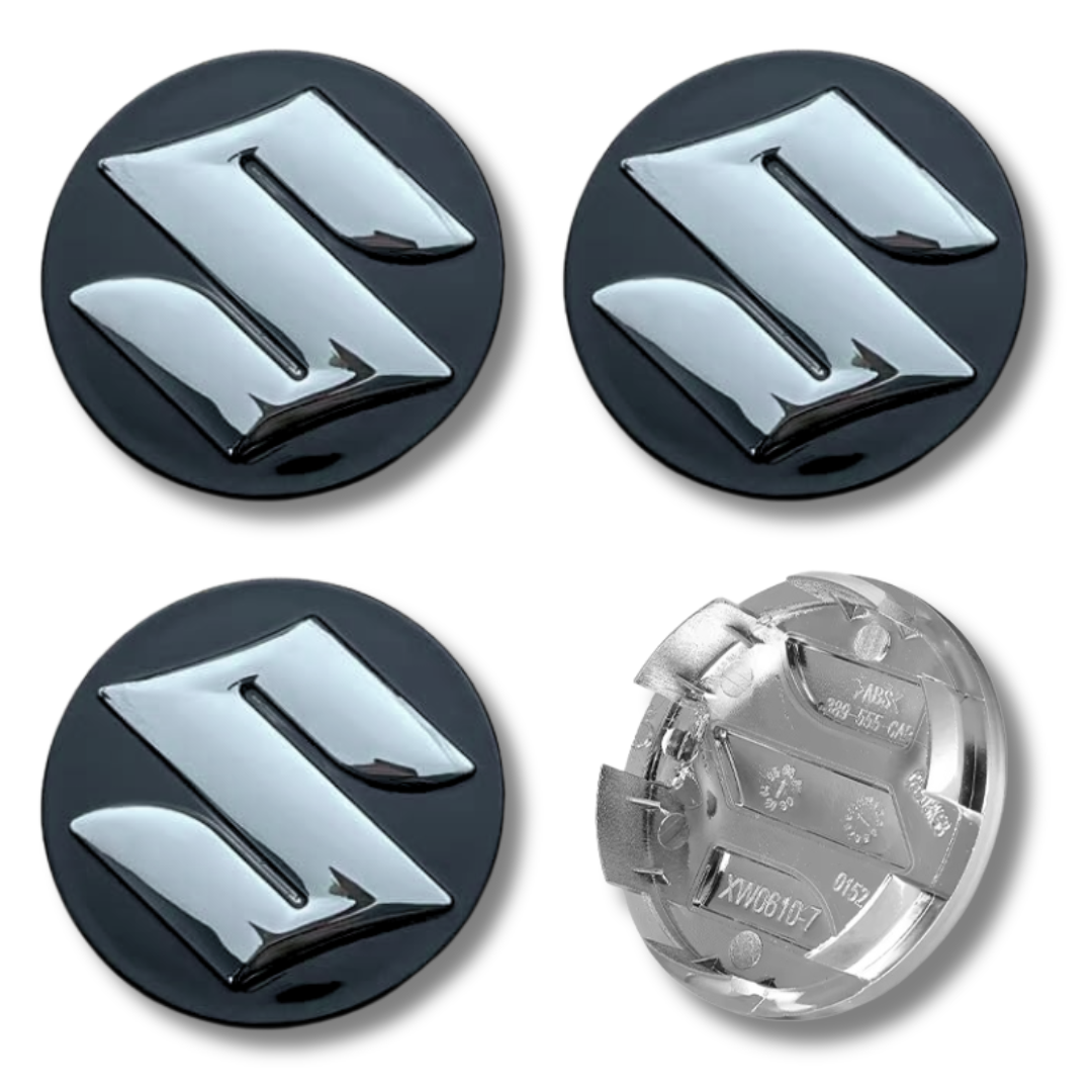 Suzuki 58mm Black plastic Centre Caps Set, set of 4, OEM 43252-63J00