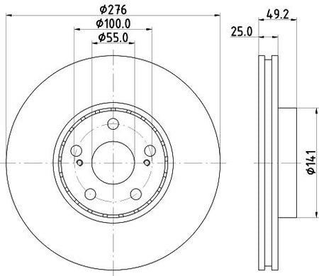 Toyota Avensis Liftback Brake Disc, Hella OEM, OEM 4351205060 - View 3