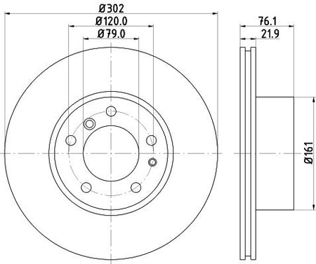 BMW 5 Touring Brake Disc, Hella OEM, OEM 1157503 - View 2