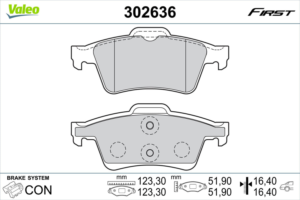 Peugeot 508 Rear Brake Pad Set, Valeo OEM, OEM 4254-A8, MPN 302636