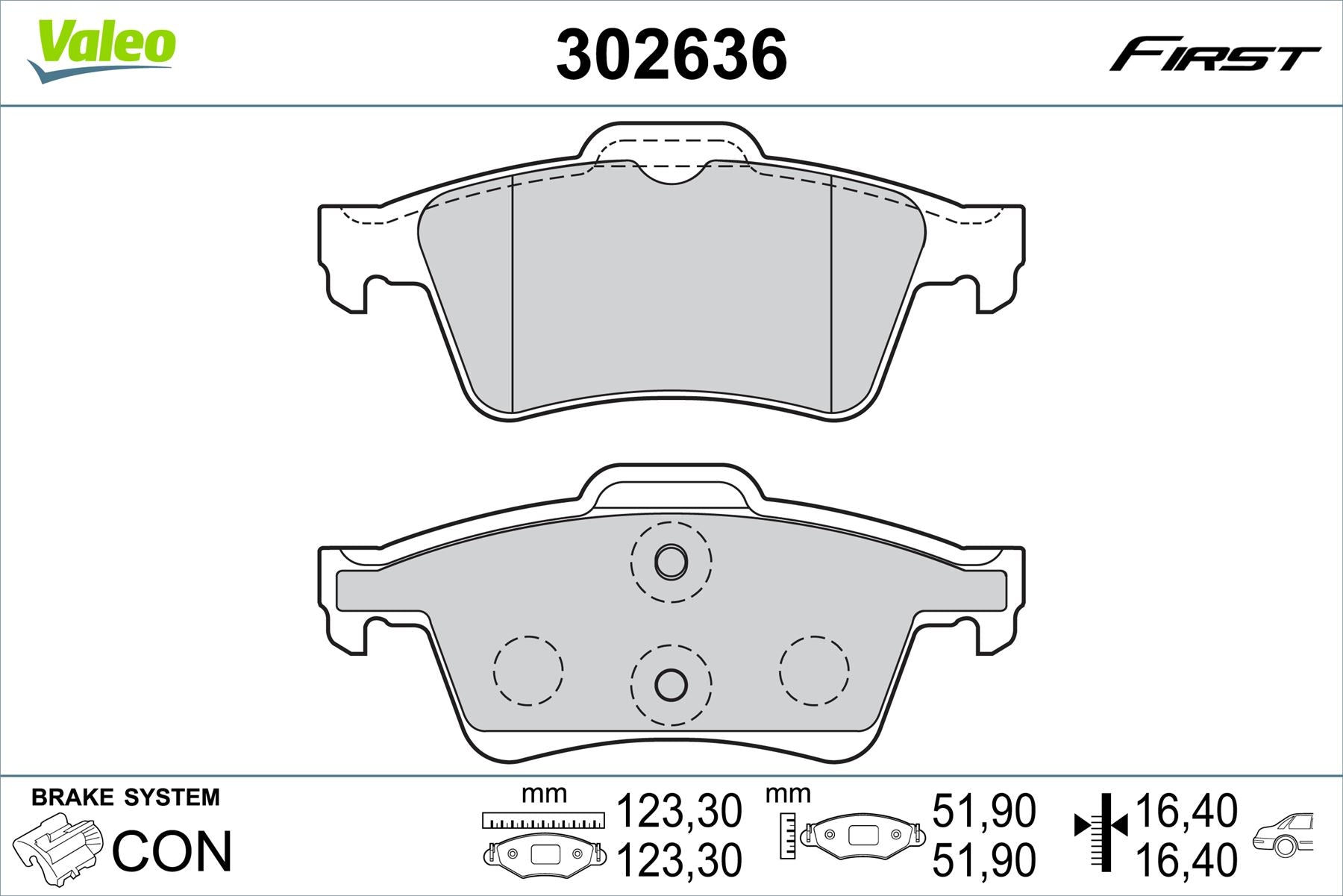 Peugeot 508 Rear Brake Pad Set, Valeo OEM, OEM 4254-A8, MPN 302636