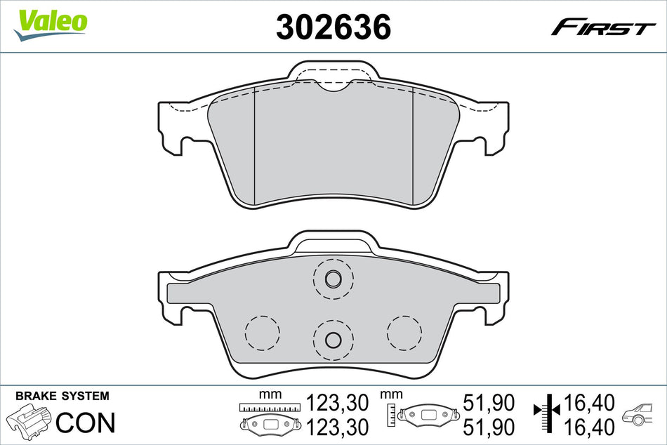 Peugeot 508 Rear Brake Pad Set, Valeo OEM, OEM 4254-A8, MPN 302636