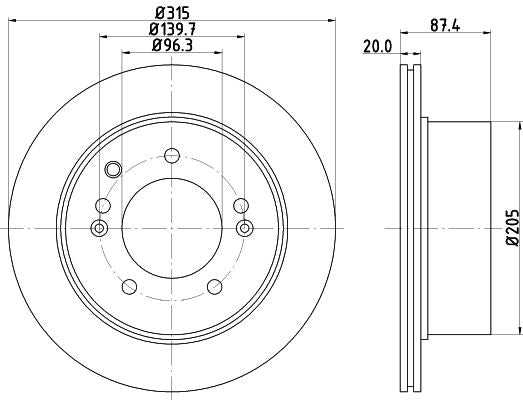 KIA Sorento Brake Disc, Hella OEM, OEM 584113E300 - View 4