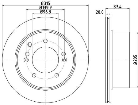 KIA Sorento Brake Disc, Hella OEM, OEM 584113E300 - View 4