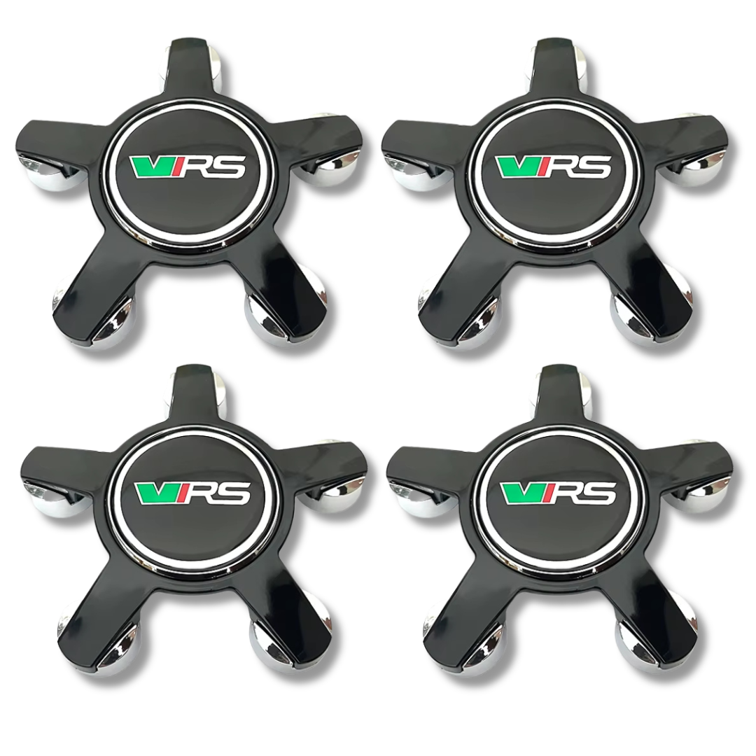 Skoda 135mm Black plastic Centre Caps Set, set of 4, OEM 5JA601151A
