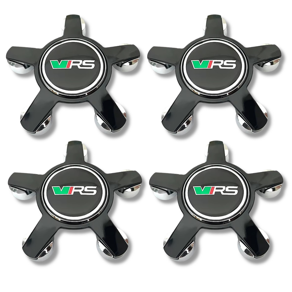 Skoda 135mm Black plastic Centre Caps Set, set of 4, OEM 5JA601151A