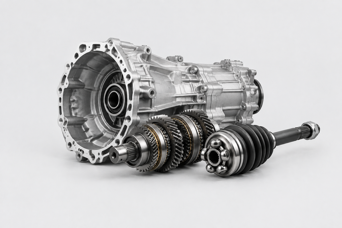 Collection card showing transmission parts centered on a light grey background.