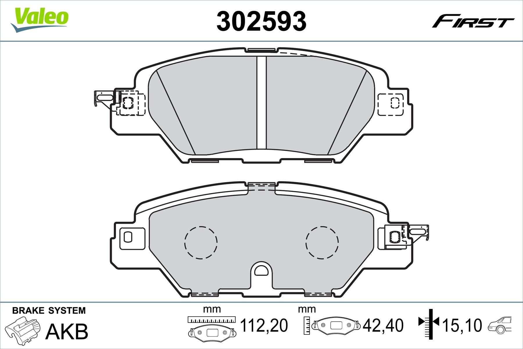 Mazda Cx-5 Rear Brake Pad Set, Valeo OEM, OEM KAY0-26-48Z, MPN 302593