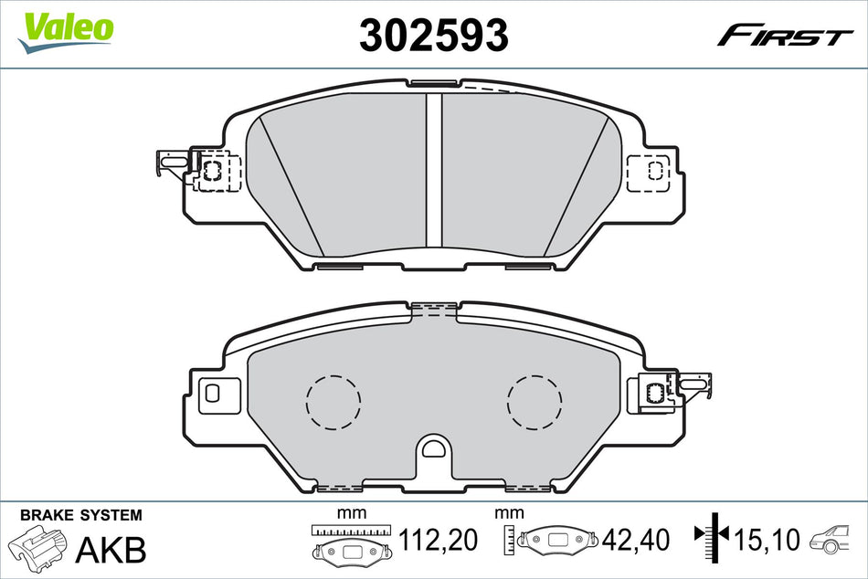 Mazda Cx-5 Rear Brake Pad Set, Valeo OEM, OEM KAY0-26-48Z, MPN 302593