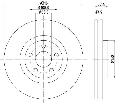 Hella Brake Disc for Ford Usa, OEM quality, OEM 09N28421 - View 3