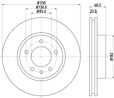 Hella Brake Disc for Volkswagen & Porsche, OEM quality, OEM 7L6615301D - View 4