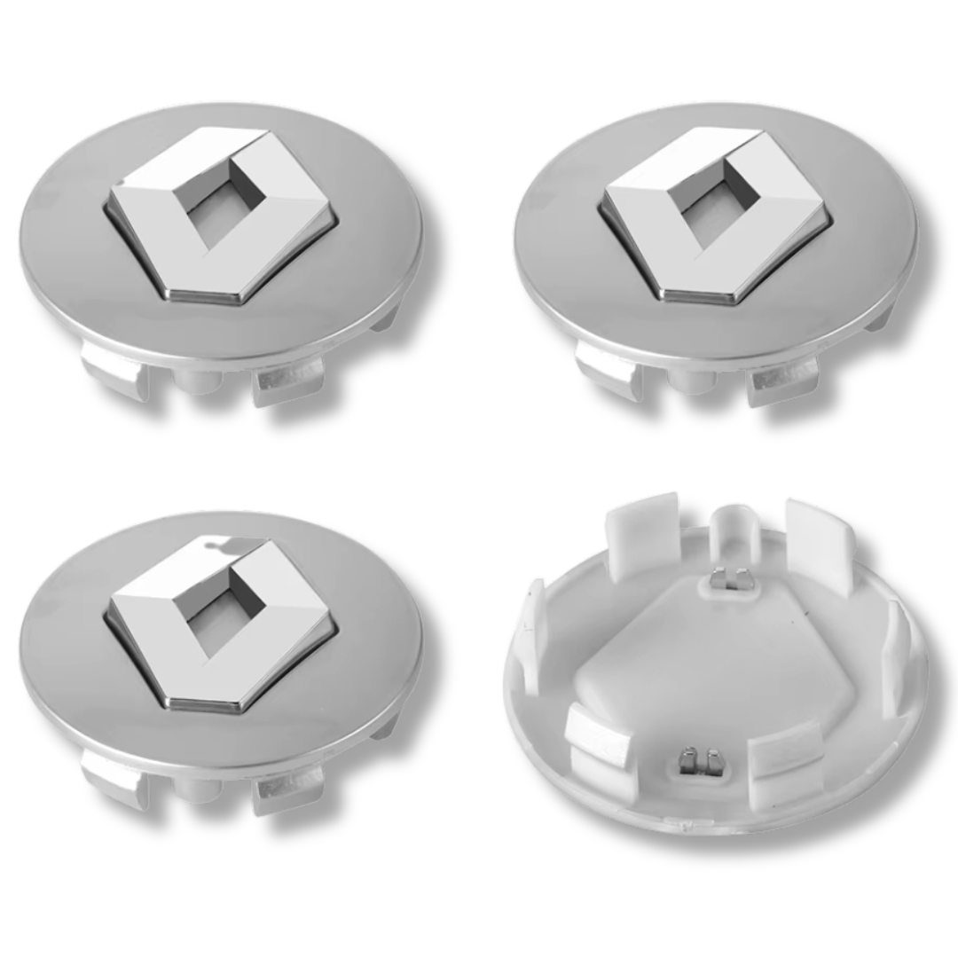 Renault 56mm Silver plastic Centre Caps Set, set of 4, OEM 403156032R