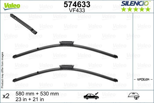 Valeo Front Wiper Blade Set for Renault, Mercedes-Benz & more, OEM quality, OEM VF433, MPN 574633