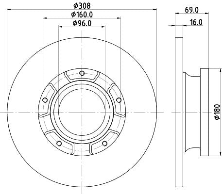 FORD Transit V363 Van Brake Disc, Hella OEM, OEM 2040064 - View 4