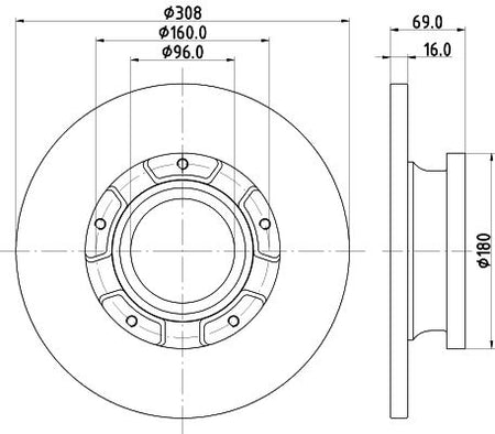 FORD Transit V363 Van Brake Disc, Hella OEM, OEM 2040064 - View 4
