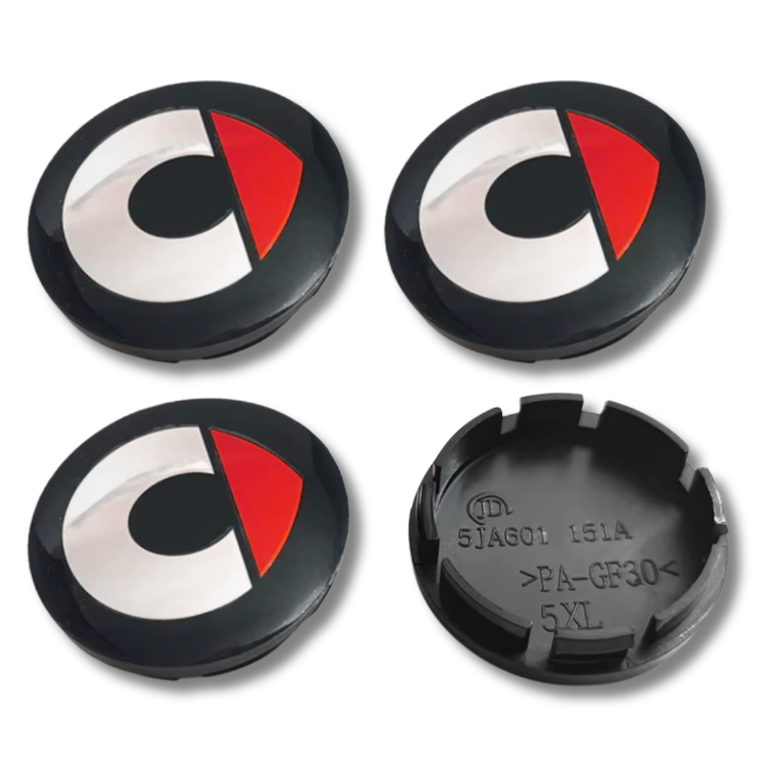 Smart 56mm Red plastic Centre Caps Set, set of 4, OEM A4534000200