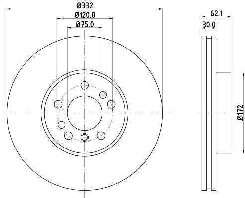 BMW X5 Brake Disc, Hella OEM, OEM 34116750713, MPN 8DD 355 127-631