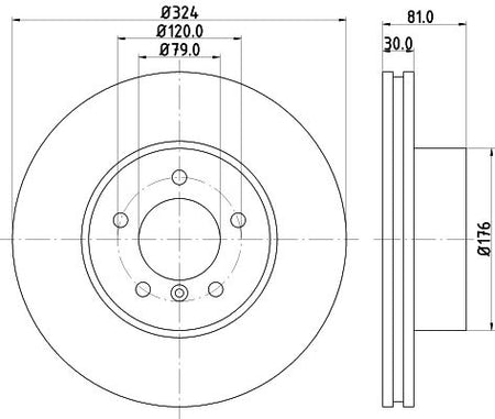 BMW 7 Brake Disc, Hella OEM, OEM 34116750265 - View 3