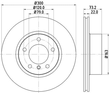 Hella Brake Disc for BMW, OEM quality, OEM 34116792217, MPN 8DD 355 118-041