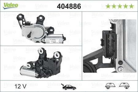 Valeo Rear Wiper Motor for Volkswagen, Seat & more, OEM quality, OEM 1J6955711B, MPN 404886