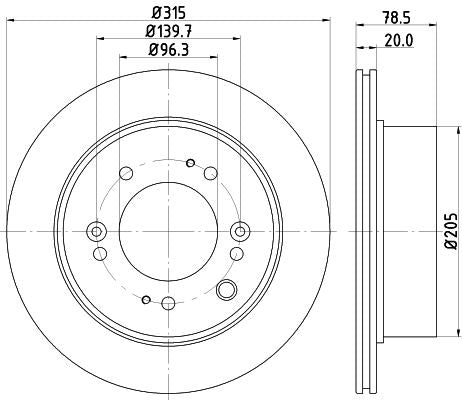 KIA Sorento Brake Disc, Hella OEM, OEM 584113E500 - View 3