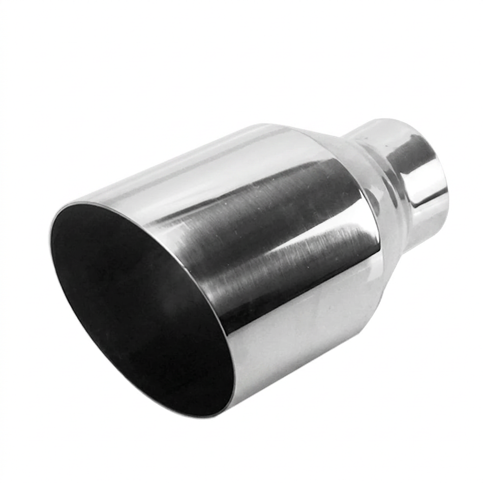Stainless steel exhaust tip isolated on a white background