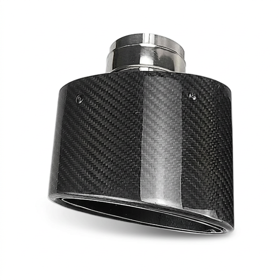 Glossy Carbon Fiber Oval Exhaust Tip - Single Outlet