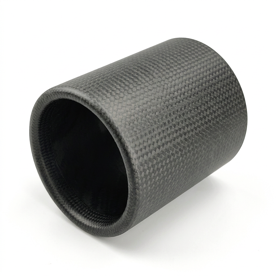Matte carbon fibre exhaust tip sleeve on white