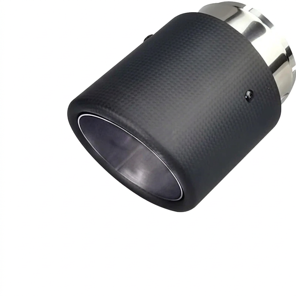 Single carbon fibre exhaust tip on a white background