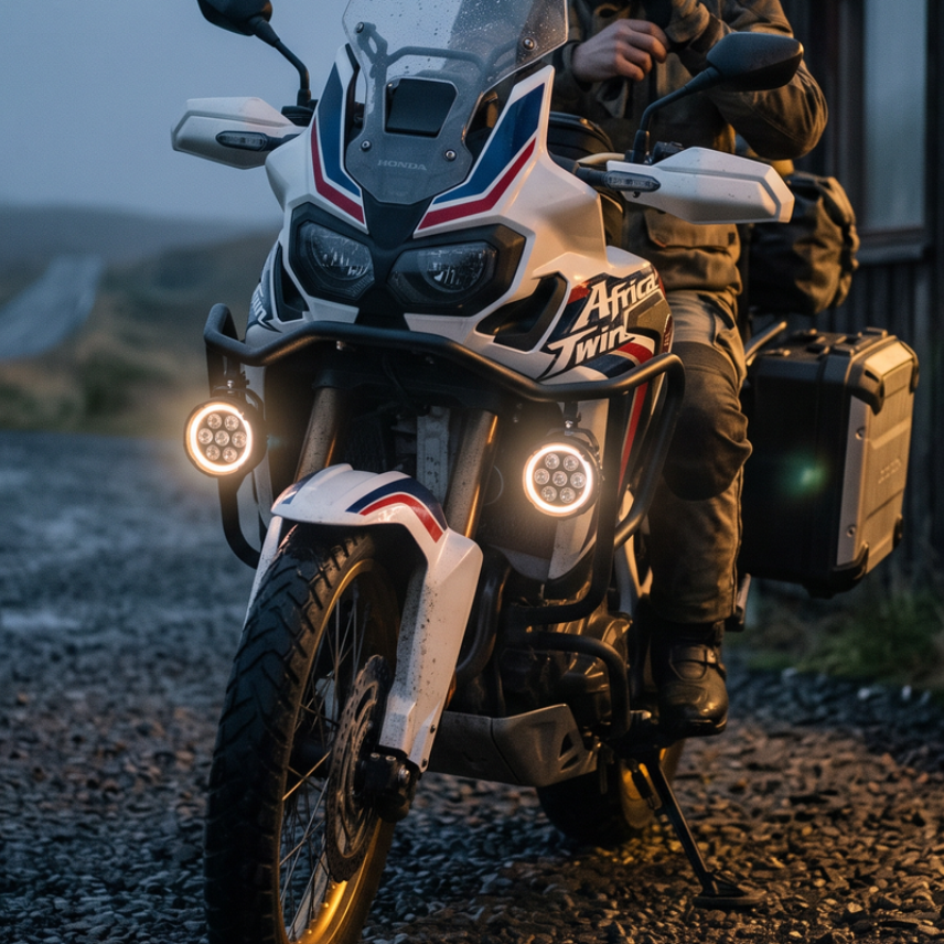 4.5" LED Motorcycle Driving Lights with White & Amber DRL (Pair) - 120W