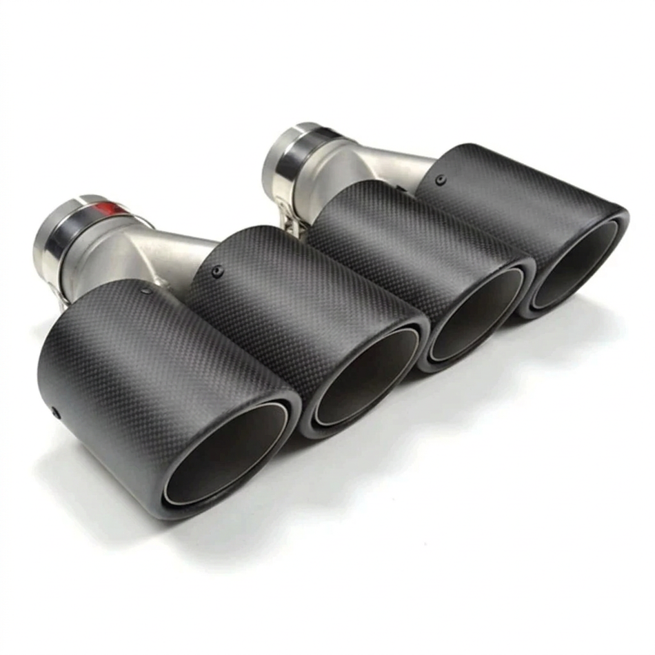 Matte carbon-fibre Y-shaped exhaust tips on white