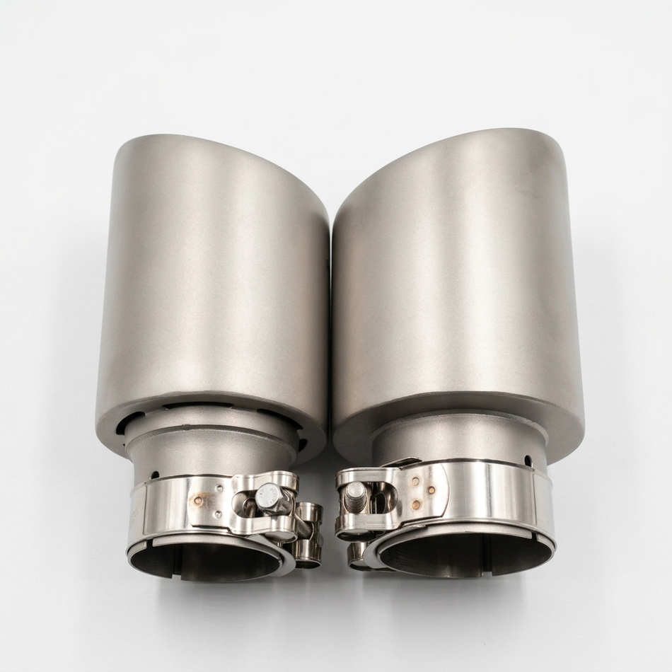 Matte stainless steel exhaust tips without logos