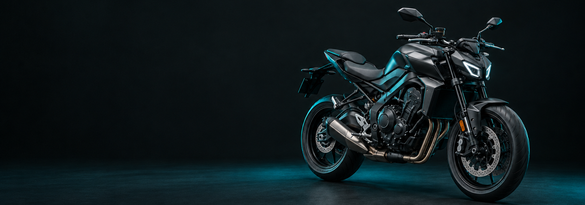 Motorcycle in a dark studio