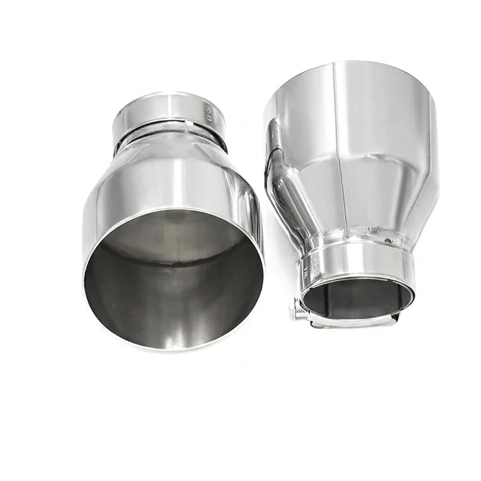 Polished silver exhaust tip pair without dimensions
